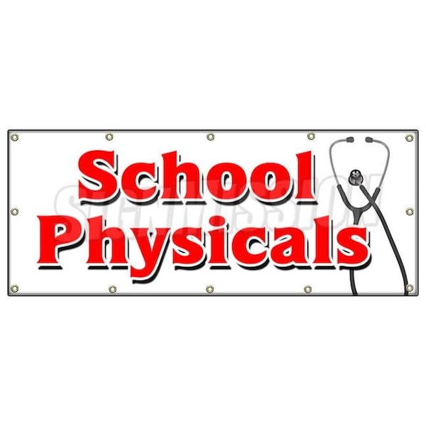 SCHOOL PHYSICALS BANNER SIGN no appointment walk-in flu shots health